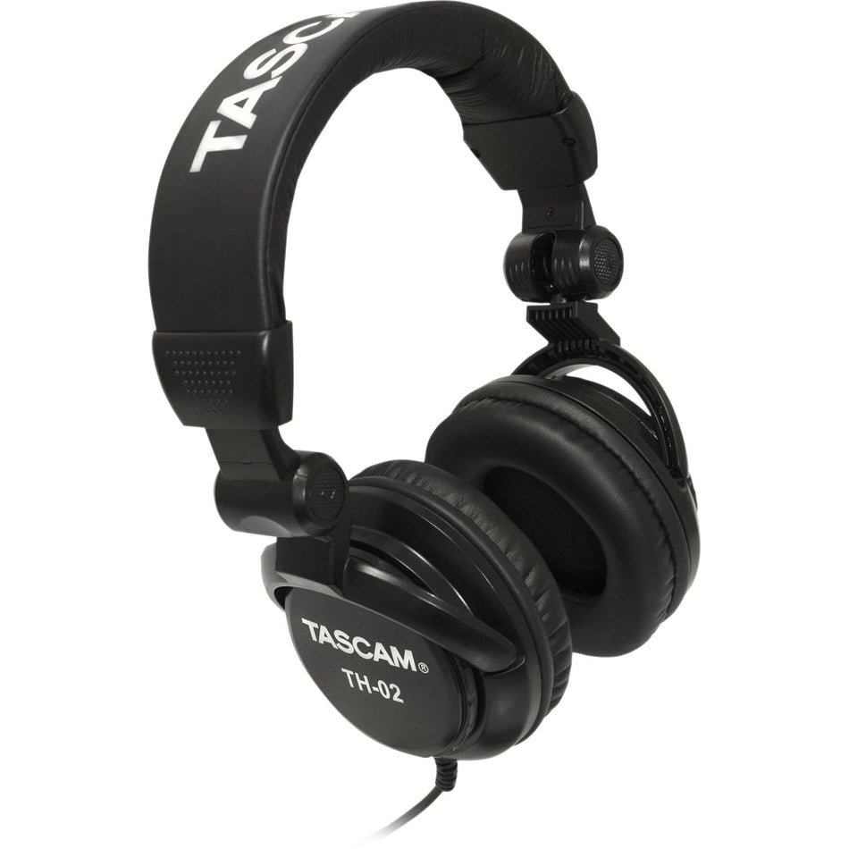 TASCAM TH-02 Professional Studio Monitor Headphones Wired Over Ear — for Recording Podcast DJ Music and Guitar with 1/4 Inch Jack Adapter
