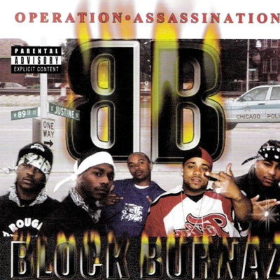 Album cover for “Operation Assassination” by The Block Burnaz — featuring Co Still, Sire Sinsai, Mike D, Rug & D.B. Produced by DBeatz100, Sire Sinsai, REO & O.J. Beats. Tactical military-style artwork with smoke, red crosshairs, and Explicit Lyrics sticker.