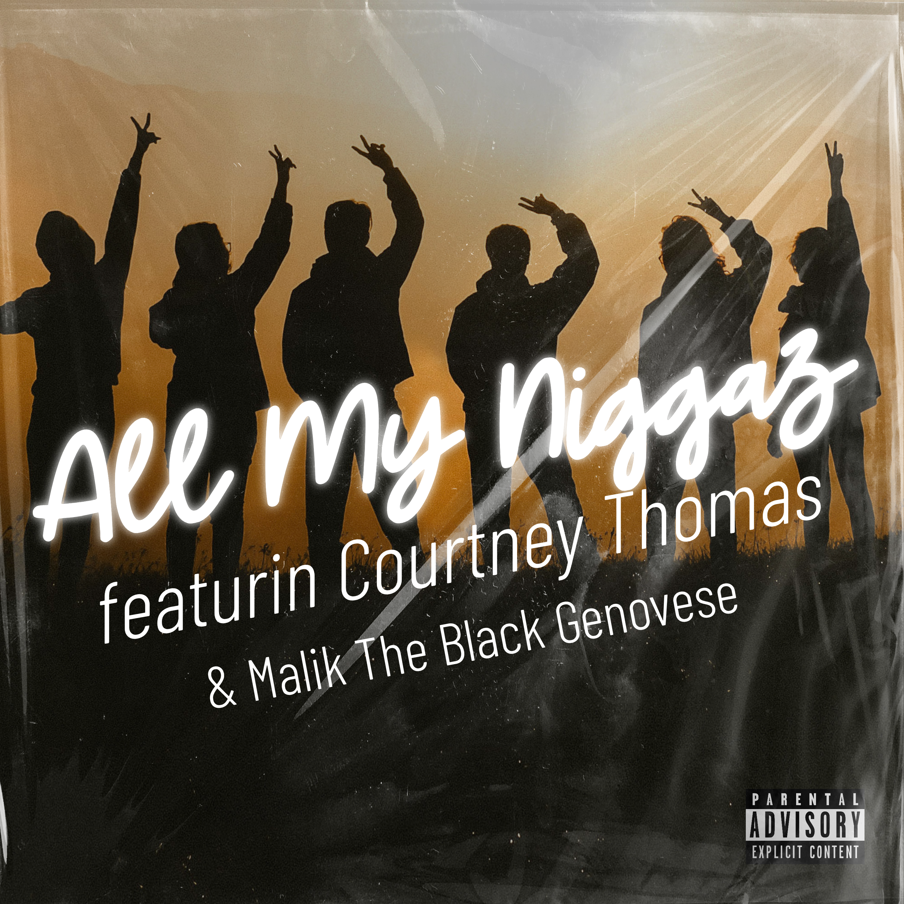 Album cover for “All My Niggaz” by Definite Vacation 4 Suckaz featuring Courtney Thomas and The Black Genovese — produced by The Black Genovese. Soulful South Side Chicago hip-hop artwork with graffiti text and Verbally Diseased Records branding.