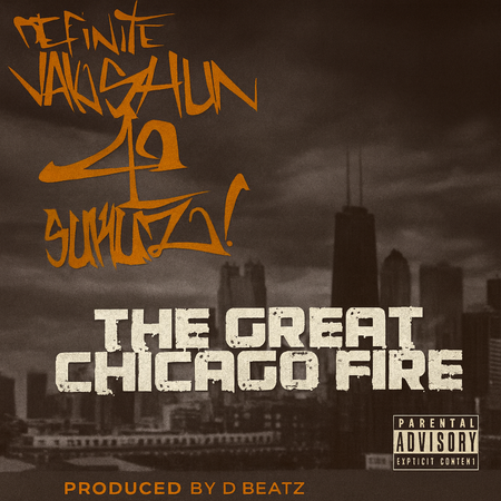 Album cover with a city skyline and text in orange and white, featuring a parental advisory label.