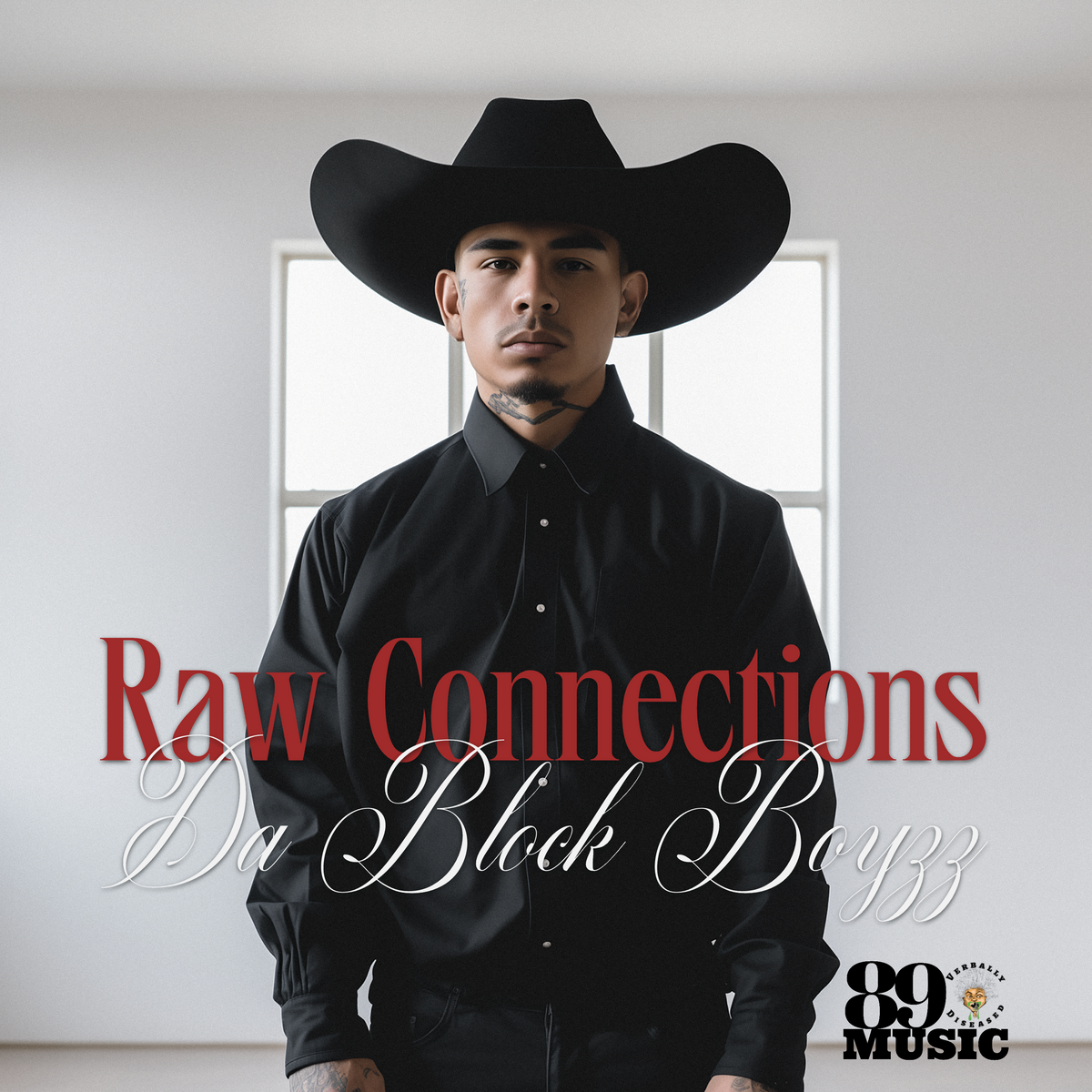 Album cover for “Raw Connect” by Da Block Boyzz — produced by DBeatz100, written by Q. Lester and M. Diaz. Chicago street-style hip-hop artwork with graffiti lettering, dark tones, and a raw underground vibe.