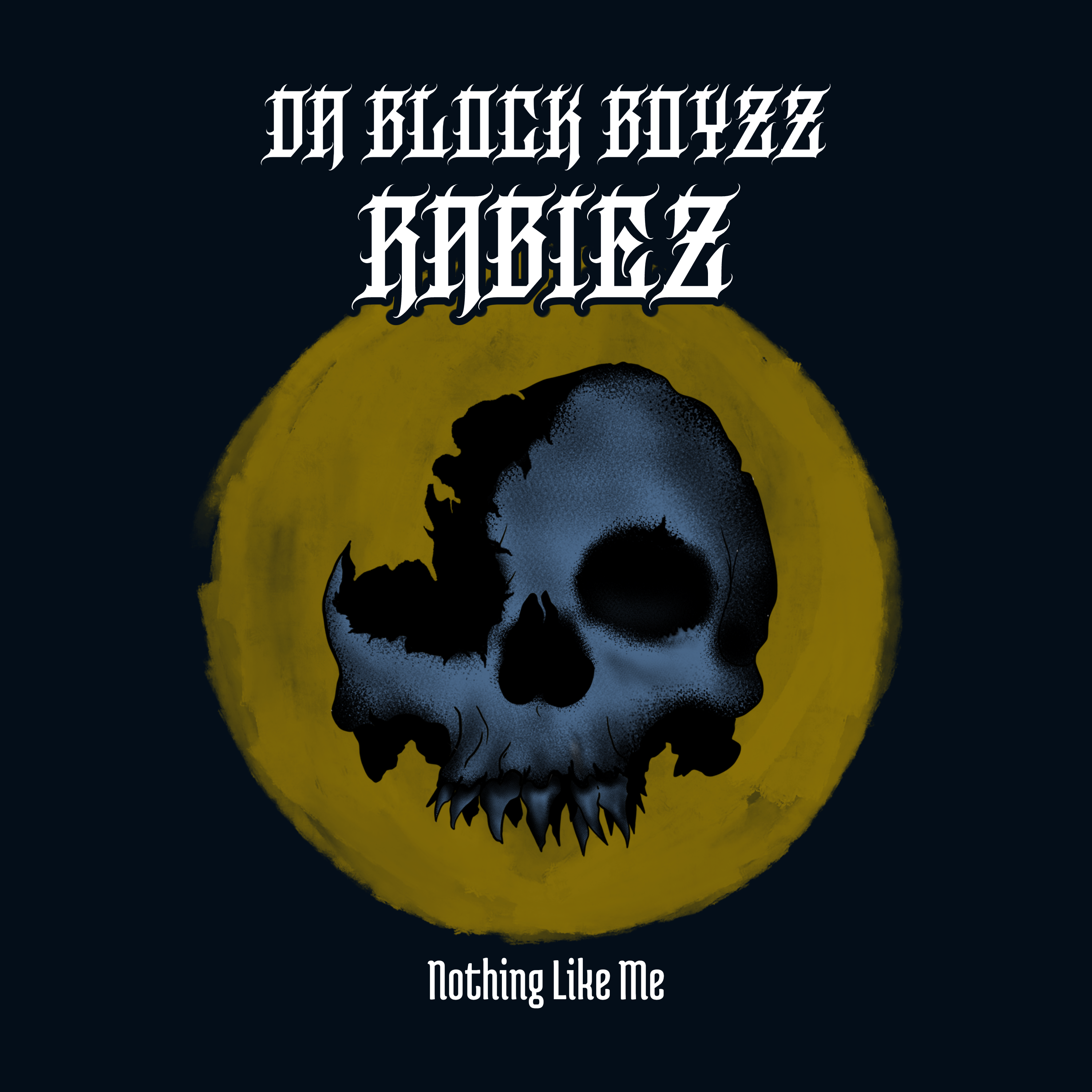 Album cover for “Nothing Like Me” by Da Block Boyzz — produced by RaBiez, written by M. Diaz and Q. Lester. Chicago street-style hip-hop artwork with bold graffiti title and confident visual energy.