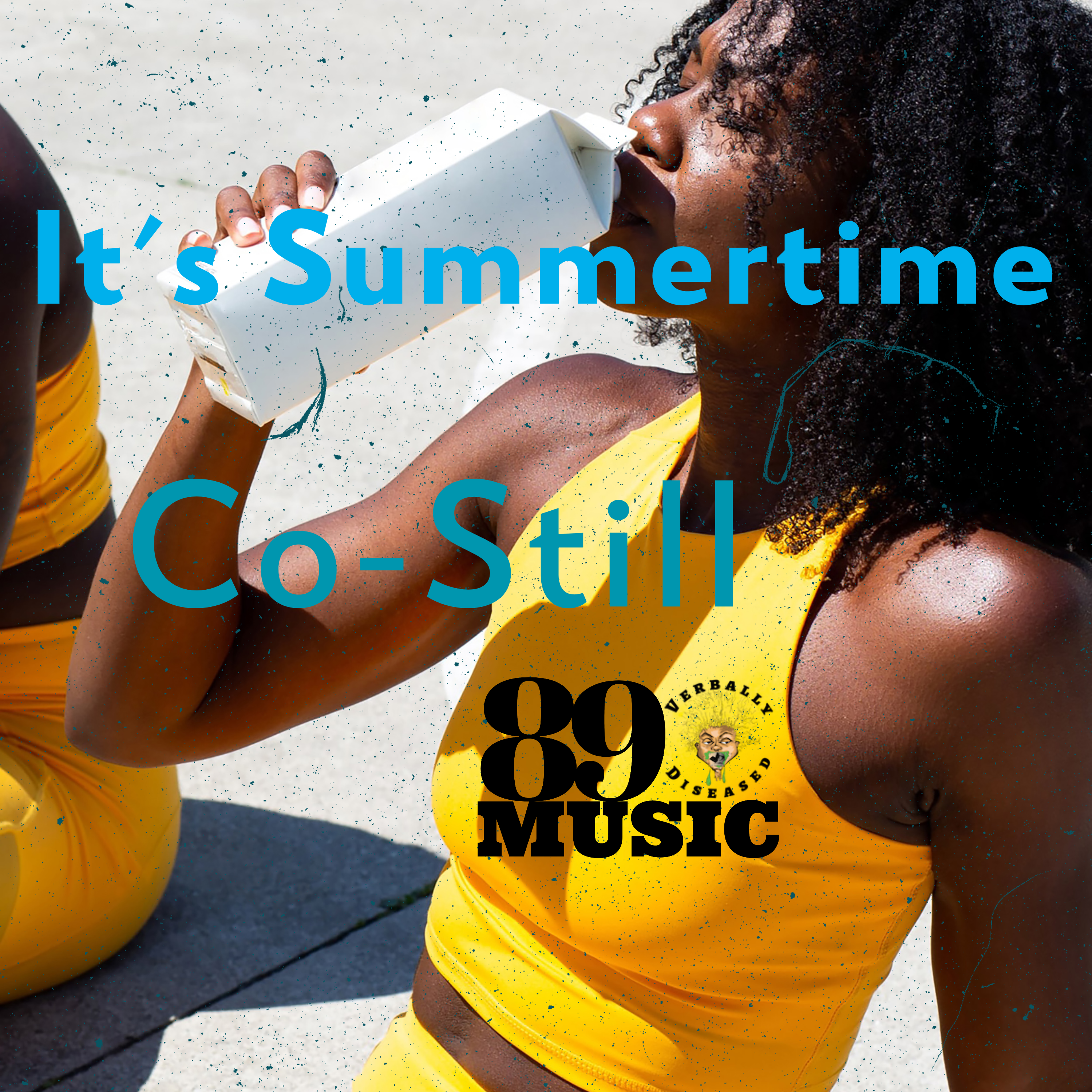 Album cover for “It’s Summertime” by Co Still — written by C. Hunter, produced by Reo. Bright Chicago summer hip-hop design with vibrant colors, city skyline, and Verbally Diseased Records logo.