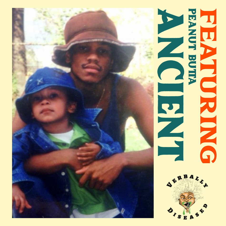 Album cover for “Ancient” by Peanut Butter — produced by Philosophy. Gritty, soulful Chicago hip-hop design with dark urban tones and Verbally Diseased Records branding.