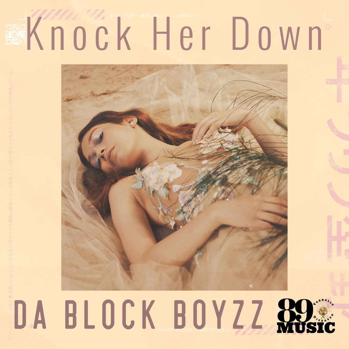 Album cover for “Knock Ha Down” by Da Block Boyzz — written by Q. Lester and M. Diaz, produced by RaBiez. Gritty Chicago street-style hip-hop design with bold graffiti lettering and Verbally Diseased branding.
