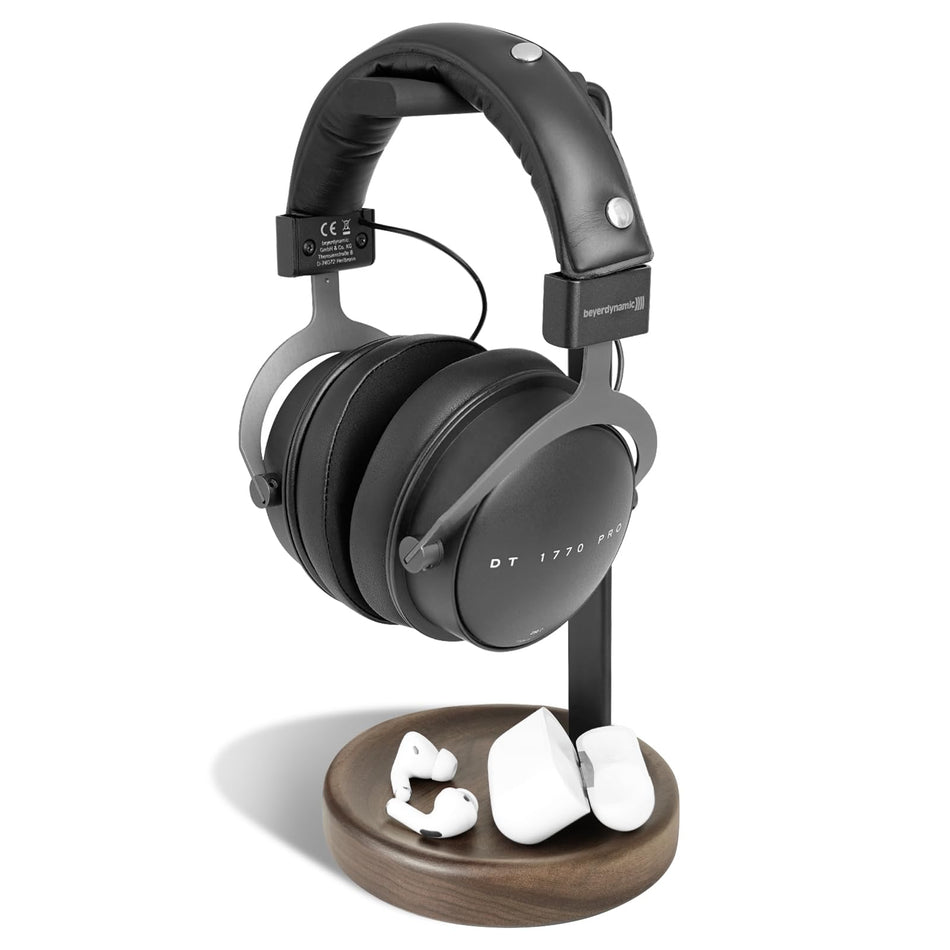 GEVO Headphone Stand for Desk - Wooden Headset Stand for Desk - Wooden Headphone Holder with Airpods Max and More