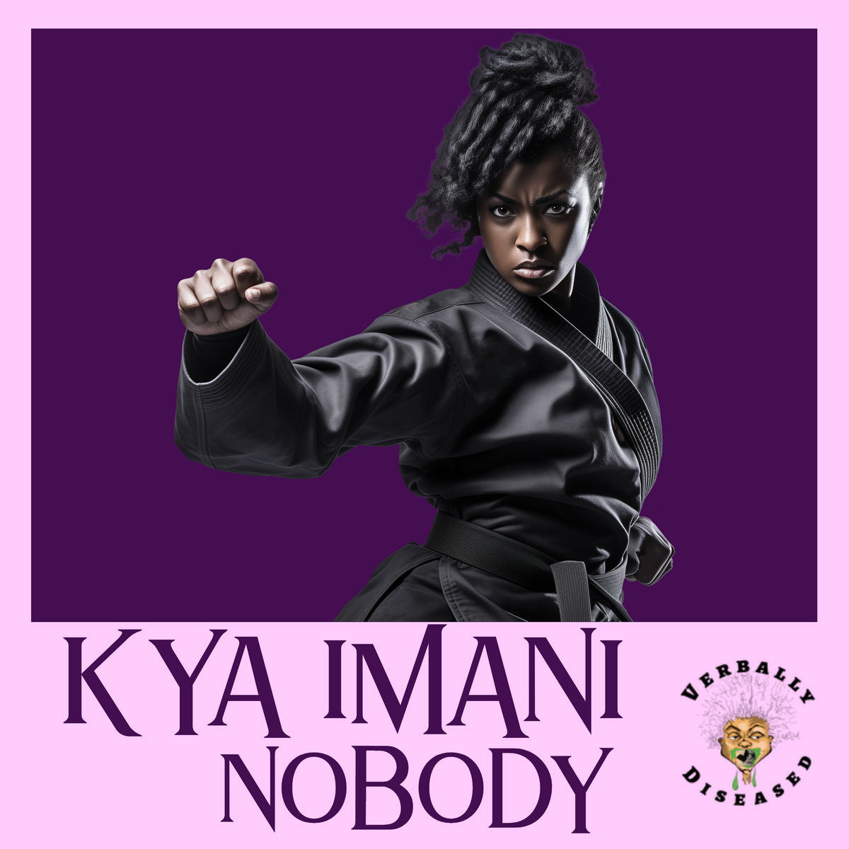 Album cover for “Nobody” by Kya Imani — written by R. Ali, produced by RaBiez. Soulful Chicago hip-hop artwork with feminine energy, emotional tone, and graffiti-style text.