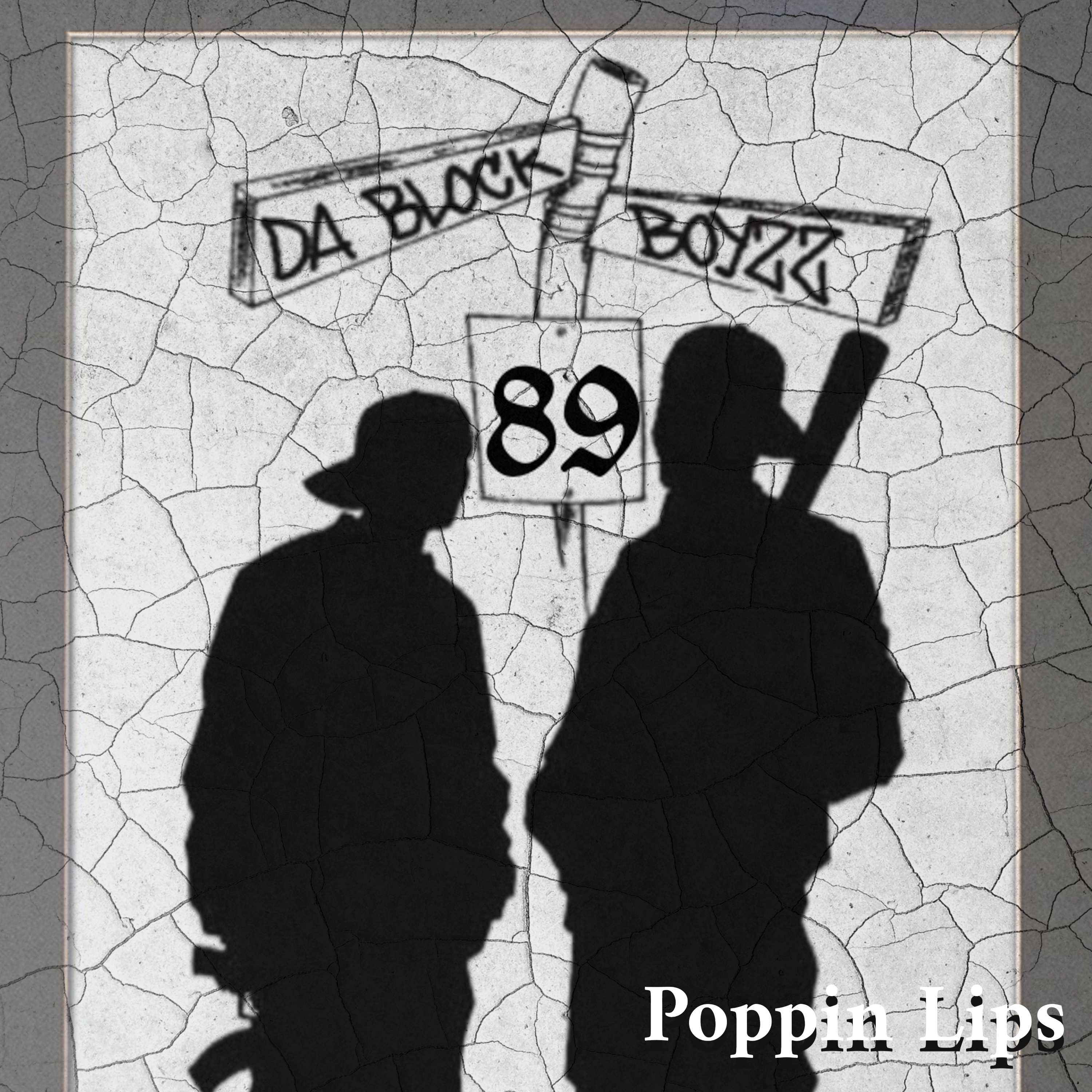 Album cover for “Poppin Lips” by Da Block Boyzz — produced by O.J. Beats, written by M. Diaz and Q. Lester. Chicago street-style hip-hop artwork with graffiti text and gritty, confident tone.