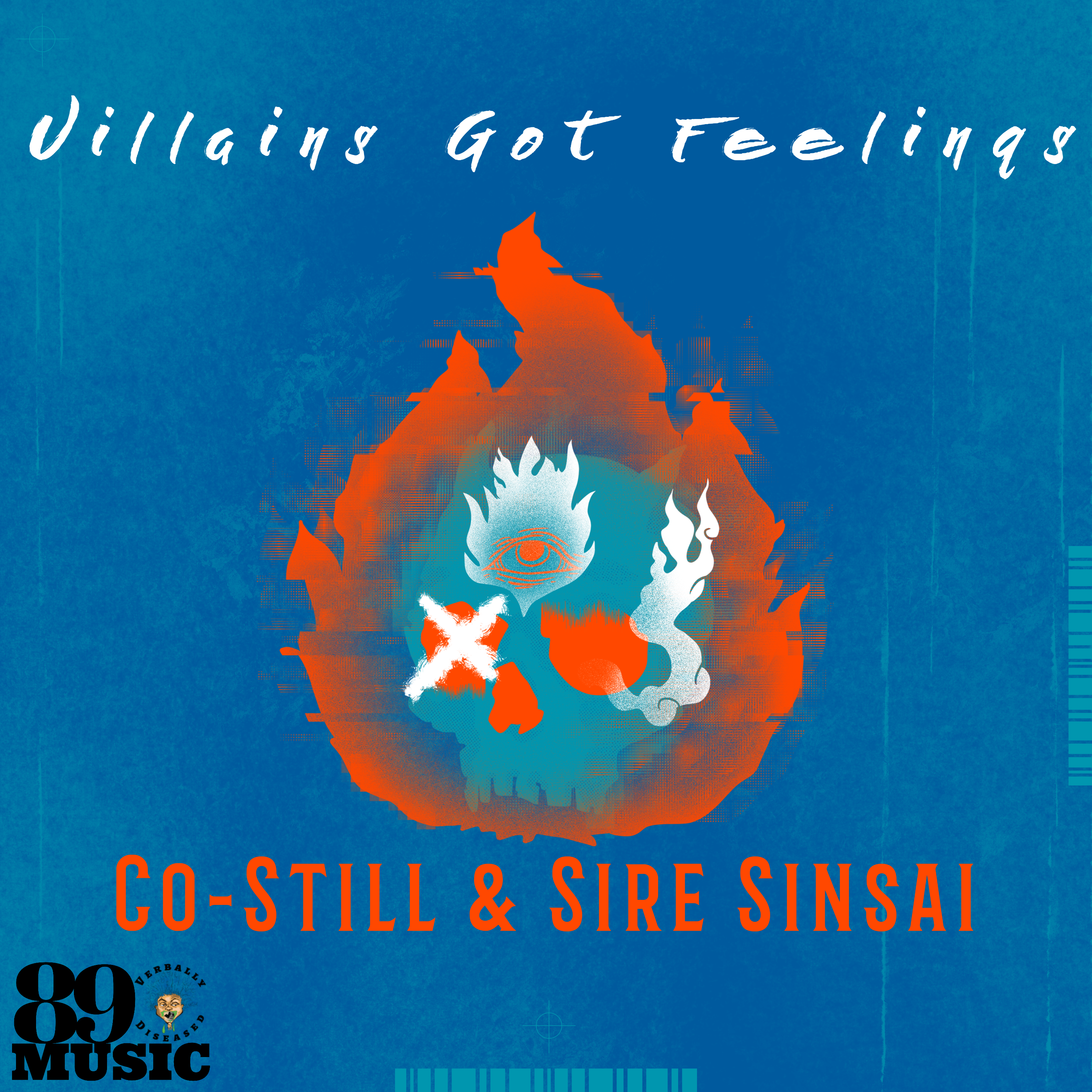 Album cover for “Villains Got Feelings” by Co Still — produced by DBeatz100, written by C. Hunter. Emotional street-themed Chicago artwork with dark tones and graffiti text.